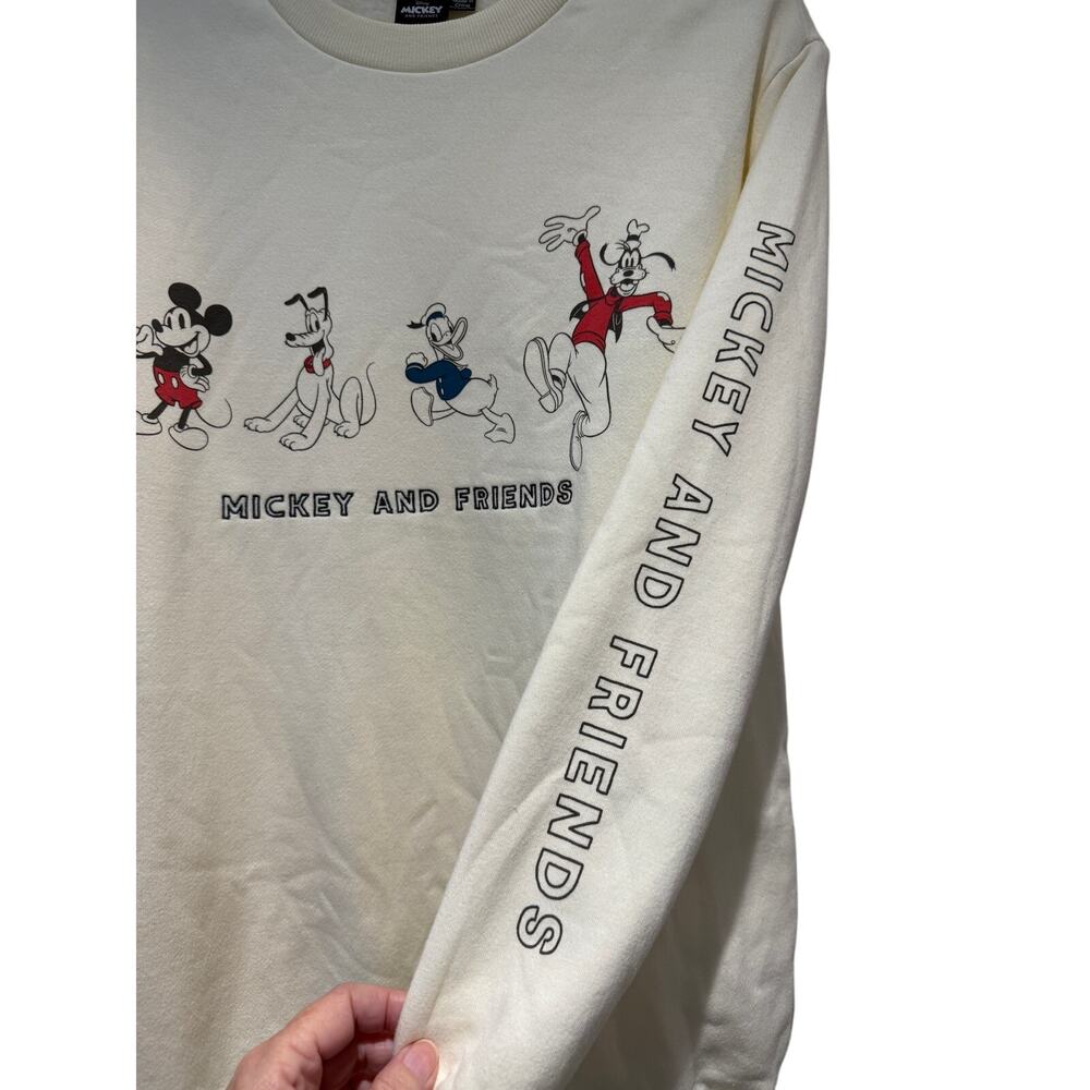 Disney's Micky and Friends Oversized Sz XS Unisex Cream Sweatshirt | NWOT